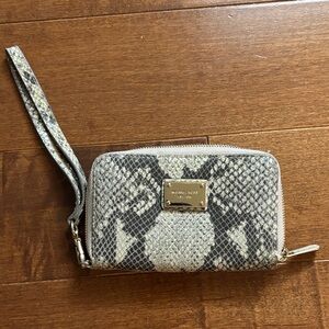 Michael Kors Gray Snake Print Wristlet